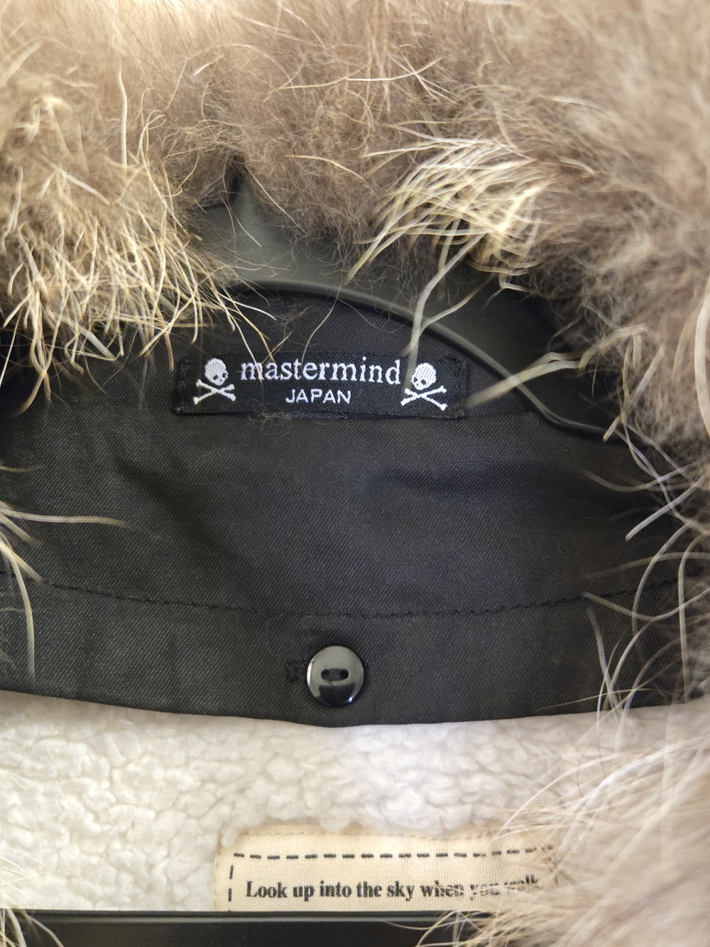 Mastermind Japan Black Puffer Jacket with Fur-Trimmed Hood